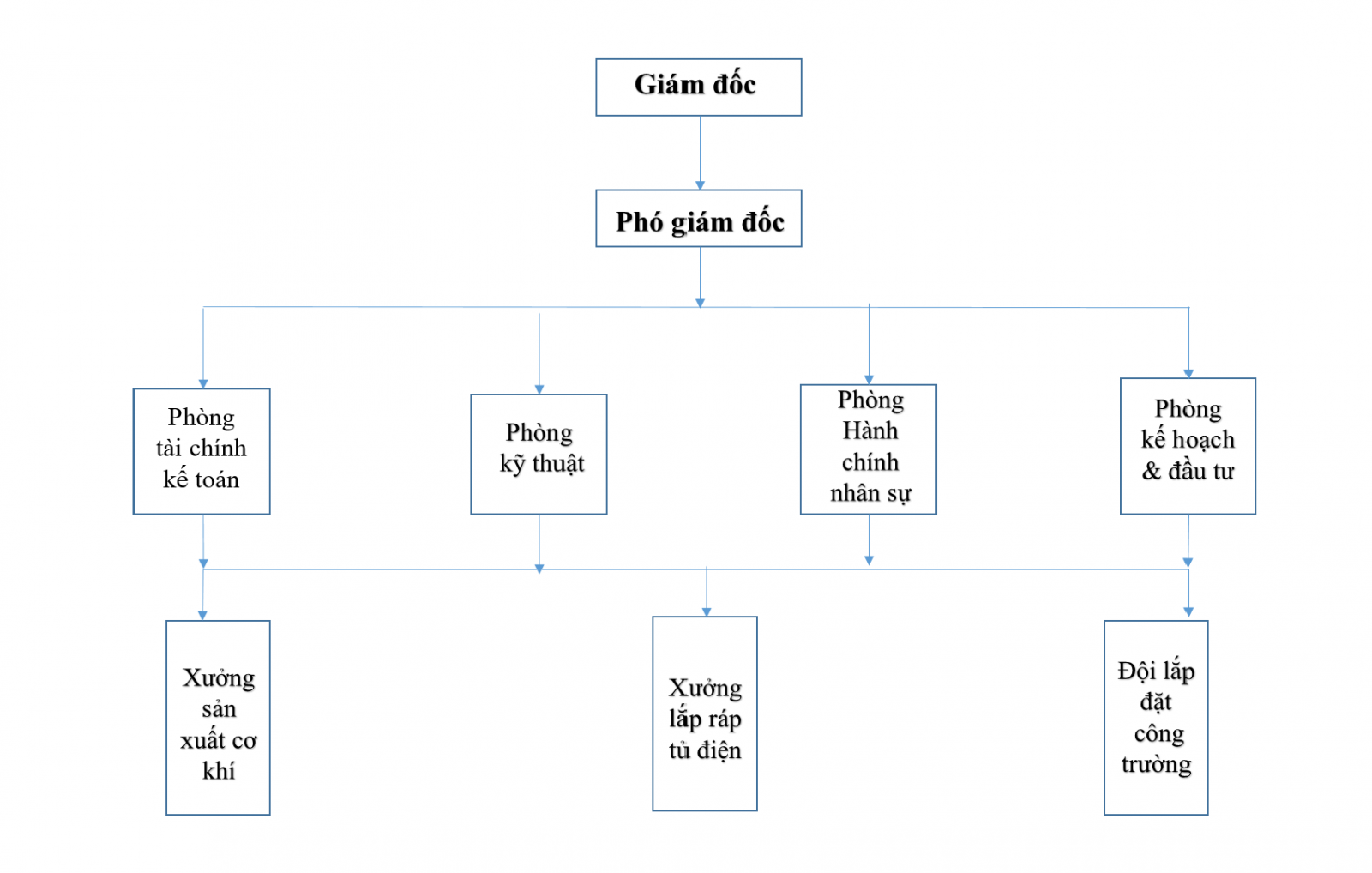 Sơ đồ cơ cấu tổ chức công ty MDM